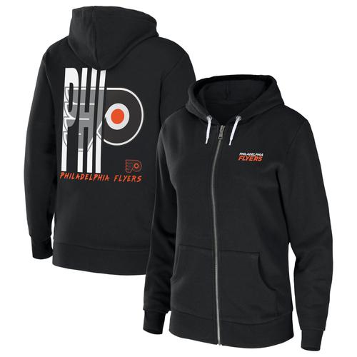 Damenbekleidung von Erin Andrews Schwarzer Philadelphia Flyers-Hoodie aus Schwammfleece mit durchgehendem Reißverschluss