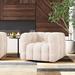 Armchair - Wade Logan® Ashyiah 38" Wide Tufted Swivel Armchair Fabric in White/Brown | 27 H x 38 W x 35 D in | Wayfair