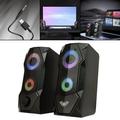 2Pcs Computer Speakers with RGB Light Stereo Surround Stereo Volume Control 3.5mm Audio Input USB Powered Loudspeakers Gaming Desktops