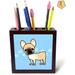 GN109 Cute Black Masked Fawn Cream French Bulldog Blue w/ Pawprints-Tile Pen Holder, 5-Inch Wood in Blue/Brown/Yellow | Wayfair 2963K479NCEF851Q6I