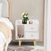 George Oliver Grafals 2 - Drawer Nightstand in White Wood in Brown/White | 18.9 H x 16.9 W x 11.8 D in | Wayfair 83D584C0175446E6BEA871D24130178B