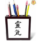 GN109 Japanese Kanji Symbol For Reiki Spiritual Energy Healing Method Black & White Traditional Text Tile Pen Holder | 5 H x 5 W x 1.66 D in | Wayfair