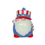 The Holiday Aisle® Ceramic 9.5 In. Uncle Sam Gnome Cookie Jar Ceramic in Blue/Red | 9.5 H x 7.25 W x 6.5 D in | Wayfair