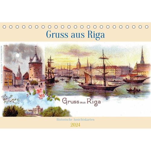 Gruss aus Riga - Historische Ansichtskarten (Tischkalender 2024 DIN A5 quer)