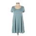 She + Sky Casual Dress - A-Line: Blue Solid Dresses - Women's Size Small