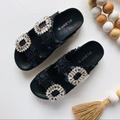 Anthropologie Shoes | Nwt Anthropologie Silent D Lace Slide Sandals | Color: Black | Size: 6