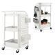 COSTWAY 3-Tier Rolling Trolley, Metal Storage Cart with 2 Pegboards, 2 Baskets, 4 Hooks, Handle & Lockable Wheels, Mobile Utility Serving Rack Shelving for Home Kitchen Office Garage (White)