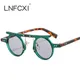 LNFCXI Fashion Unique Round Sunglasses Steampunk Women Vintage Leopard UV400 Eyewear Hiphop Men Sun