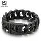 Kalen-Bracelet Bergame Vintage Noir pour Homme 20mm de Large Tête de Mort Cubaine Bijoux