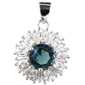 Pendentif Romantique en Argent Sterling 2.0 Topaze Bleue de Londres Tourmaline Rose Vert