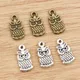 30pcs 15x8mm Antique Argent Plaqué Bronze Hibou Charms Main Pendentif DIY Bijoux Accessoires pour