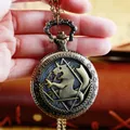 Montre de poche à quartz unique pour homme Fullmetal Alchemist Anime collier montres porte-clés