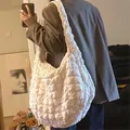 Sac à main plissé de grande capacité pour femmes sac en duvet grand initié solide espace coton