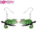 Bonsny-Boucles d'oreilles caméléon vert gras en acrylique pour femmes boucles d'oreilles lézard