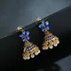 Boucles d'oreilles pendantes en cristal bleu bohème pour femmes boucles d'oreilles longues perle