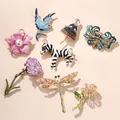 Creative Cute Alloy Dripping Oil Animal Plant Pearl Brooch Personality Anti-glare Buckle Jewelry