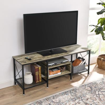 VECELO Large TV Console and TV Cabinet Industrial Entertainment Center for TVs up to 77, TV Stand