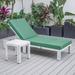 LeisureMod Chelsea Modern Outdoor Weathered Grey Chaise Lounge Chair With Side Table & Cushions