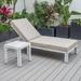 LeisureMod Chelsea Modern Outdoor Weathered Grey Chaise Lounge Chair With Side Table & Cushions