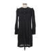 Old Navy Casual Dress - Shirtdress High Neck 3/4 sleeves: Black Solid Dresses - Women's Size X-Small