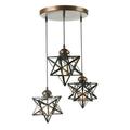 3 Head Modern Ceiling Lamp Moravian Star Chandelier Glass Pendant Light Fixture Simple Design Suitable for 10-15 Square Meter Rooms