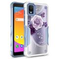 TCL ION Z Case Rosebono Hybrid Dual Layer Graphic Design Pattern Heavy Duty Protection Case For TCL ION Z (Purple Flower)