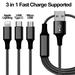 3 Pack Black Fast Multi Charging USB Cable Universal 3 in 1 Multi Function For Cell Phone Cord Charger and Tablets
