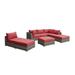 Latitude Run® 8 Piece Sectional Seating Group w/ Cushions Synthetic Wicker/All - Weather Wicker/Wicker/Rattan in Red/Gray | Outdoor Furniture | Wayfair