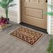 Red Barrel Studio® Welcome Collection Natural Coir 28 in. x 18 in. Non Slip Indoor & Outdoor Doormat Coir in Black/Brown | Wayfair