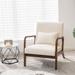 Armchair - Wade Logan® Bertraud 25.5" Wide Tufted Polyester Armchair Wood/Polyester in White/Brown | 30.5 H x 25.5 W x 31 D in | Wayfair