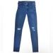 American Eagle Outfitters Jeans | American Eagle Jegging Raw Hem Distressed Super Stretch Jeans | Color: Blue | Size: 0