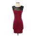 Forever 21 Casual Dress - Bodycon Scoop Neck Sleeveless: Red Print Dresses - Women's Size Small