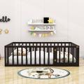 Harriet Bee Hendrelino Wooden Daybed Frame w/ Guardrail Wood in Black/Brown | 21 H x 56 W x 77 D in | Wayfair 47D4DA6EA57C4477815AB7E8129D8ABC