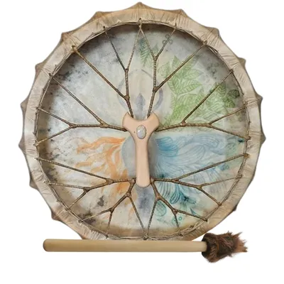Tambour chamanique fait à la main décoration d'arbre de vie symbole de l'esprit du tambour