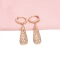 Boucles d'oreilles goutte d'eau évidées pour femmes or rose 14 carats boucle d'oreille longue