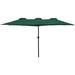 15' Outdoor Patio Market Umbrella with Hand Crank, Green