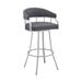 HomeRoots 40" Slate Grey Faux Leather And Iron Swivel Low Back Bar Height Chair - 21 x 40 x 21