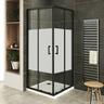 Lanablack+ Cabine douche h 180 cm porte coulissante centre-opaque 90 x 100 cm