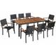 Ensemble Table et Chaise de Jardin Salon de jardin 9 pcs Résine tressée et bois d'acacia Noir 44752