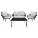 SAFAVIEH Elsbeth Outdoor Patio 4 Piece Conversation Set Black/Grey