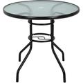 32in Outdoor Table Patio Table With Umbrella Hole Patio Dining Table Outdoor Dining Table Patio Bistro Tables Round Tempered Glass All Weather Outside Clearance Patio Table