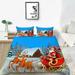 Home Bed Set Christmas Elk Painting Quilt Cover Set Bedding Pillow Newly Fashion Cartoon Merry Christmas Home Textiles California King (98 x104 )