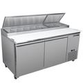 Maxx Cold Two-Door Refrigerated Pizza Prep Table 71 W 20.91 cu. ft. Storage Capacity Equpped with (9) 4 Deep Pans and Cutting Board in Stainless Steel (MXSPP70HC)