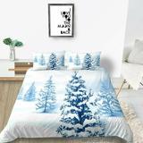 White Luxury Home Bed Clothes Bedding Cover Set Snow Pine Duvet Cover Set Bedding Pillow Home Textiles Queen (90 x90 )