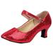 shpwfbe shoes for women mid-high heels glitter dance ballroom latin tango rumba dance valentines day gifts shoe rack