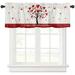 Gnome Valance for Window -Valentines Day Window Topper Curtain Valance Rod Pocket Elf with Love Heart Romantic Flowers Tree Window Treatment for Living Room/Bedroom/Farmhouse 54 W x 18 L