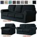 JIAN YA NA Stretch Velvet Sofa Cover with Separate Cushion Slipcover (Black 3 Seater-7 Pieces)