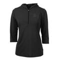 Women's Cutter & Buck Black Miami Marlins Virtue Eco Pique 3/4 Sleeve Half-Zip Pullover Hoodie