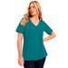 Plus Size Women's Short-Sleeve V-Neck One + Only Tee by June+Vie in Tropical Teal (Size 14/16)