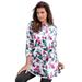 Plus Size Women's Boatneck Ultimate Tunic with Side Slits by Roaman's in White Tropical Orchid (Size 14/16) Long Shirt
